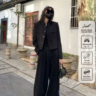 Set quần áo nữ thiết kế áo khoác vest phối quần tây ống rộng che khuyết điểm chân LUST Bộ đồ nữ M234