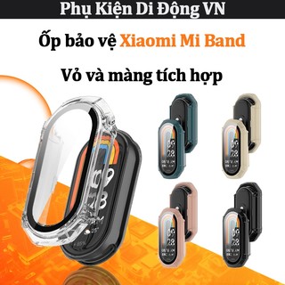 Ốp bảo vệ Xiaomi Mi Band 3 4 5 6 7 8 9 10 vỏ liền khối kèm kính cường lực cảm ứng nhạy chống trầy