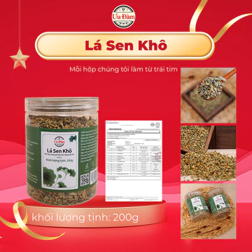 Trà Lá Sen Khô - Trà Lá Sen Organic Hỗ Trợ Giảm Mỡ và Cải Thiện Giấc ngủ, Hỗ Trợ Giảm Cân - Ưu Đàm