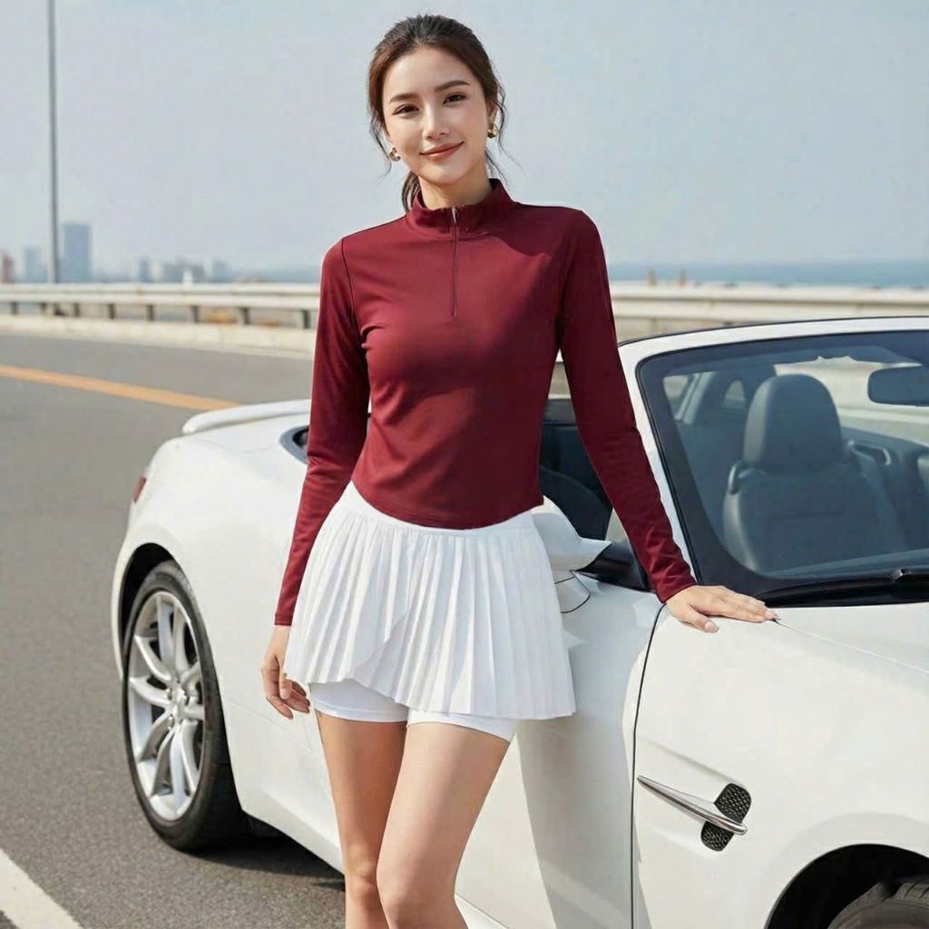 Bộ thể thao nữ, Áo dài váy hai lớp chơi Pickleball Tennis Golf cầu lông bóng bàn... Hàng Qc cao cấp