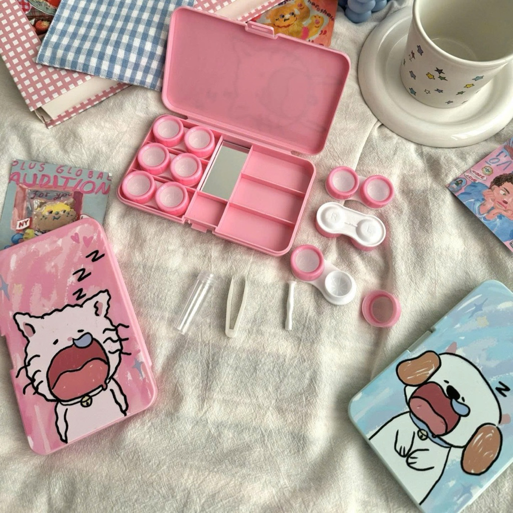 Khay 6 ô Mèo ngủ Hồng cún ngủ Xanh Muneyes
