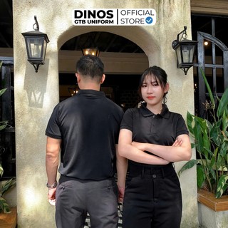 Áo Thun Polo Đen Trơn DINOS GTB Nam Nữ Vải Poly Thái Mềm Mát - Mặc Thời Trang Hoặc Làm Đồng Phục