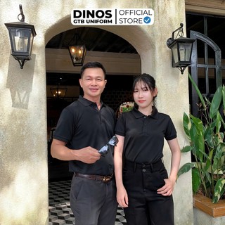 Áo Thun Polo Đen Trơn DINOS GTB Nam Nữ Vải Poly Thái Mềm Mát - Mặc Thời Trang Hoặc Làm Đồng Phục