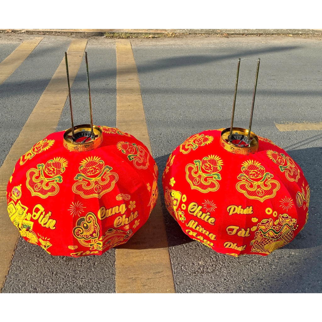 LỒNG ĐÈN NHUNG ĐỎ 3D TRANG TRÍ TẾT 🏮 2 size: 80cm – 100cm