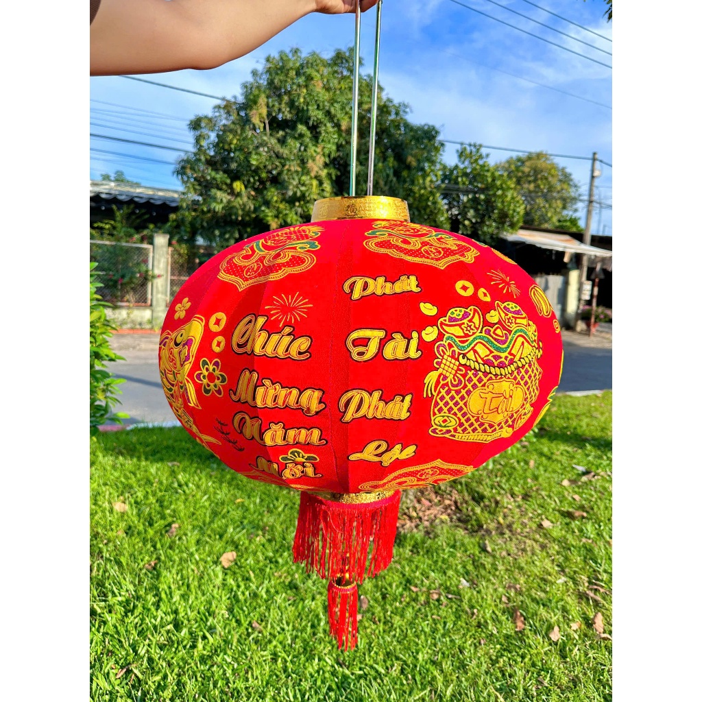 LỒNG ĐÈN NHUNG ĐỎ 3D TRANG TRÍ TẾT 🏮 2 size: 80cm – 100cm