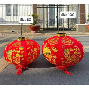 LỒNG ĐÈN NHUNG ĐỎ 3D TRANG TRÍ TẾT 🏮 2 size: 80cm – 100cm