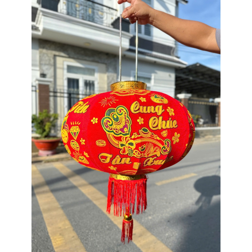 LỒNG ĐÈN NHUNG ĐỎ 3D TRANG TRÍ TẾT 🏮 2 size: 80cm – 100cm