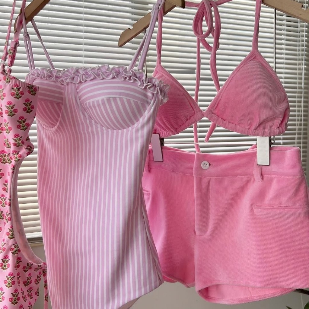 Etsy Bikini đồ bơi 2 mảnh, body suit đi biển đồ bơi 1 mảnh đi biển set bikini tone hồng cho nhóm bạn thân bikini gợi cảm
