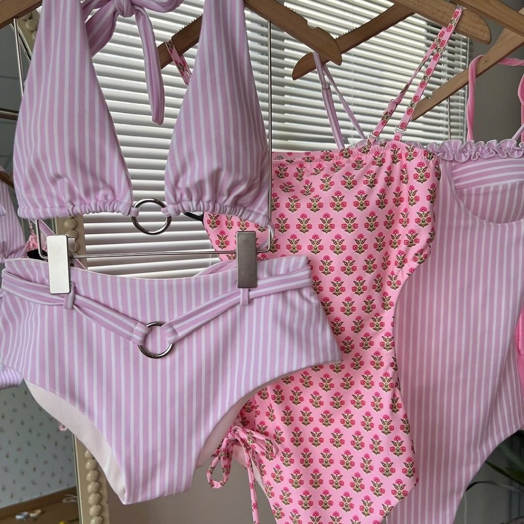 Etsy Bikini đồ bơi 2 mảnh, body suit đi biển đồ bơi 1 mảnh đi biển set bikini tone hồng cho nhóm bạn thân bikini gợi cảm