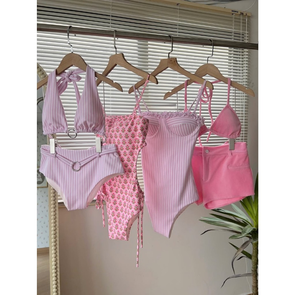 Etsy Bikini đồ bơi 2 mảnh, body suit đi biển đồ bơi 1 mảnh đi biển set bikini tone hồng cho nhóm bạn thân bikini gợi cảm