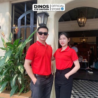 Áo Thun Đồng Phục Polo DINOS GTB Màu Đỏ Chất Poly Thái Form Chuẩn Nam Nữ - Nhận In Logo Thương Hiệu