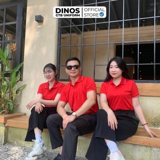 Áo Thun Đồng Phục Polo DINOS GTB Màu Đỏ Chất Poly Thái Form Chuẩn Nam Nữ - Nhận In Logo Thương Hiệu