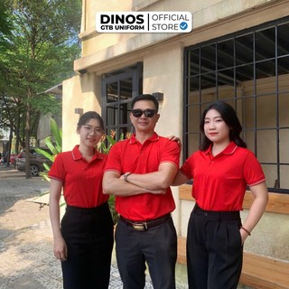 Áo Thun Đồng Phục Polo DINOS GTB Màu Đỏ Chất Poly Thái Form Chuẩn Nam Nữ - Nhận In Logo Thương Hiệu