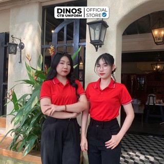 Áo Thun Đồng Phục Polo DINOS GTB Màu Đỏ Chất Poly Thái Form Chuẩn Nam Nữ - Nhận In Logo Thương Hiệu