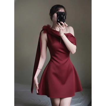 TT25 ĐẦM TAPTA LỆCH VAI KÈM TAG HOA ĐI CHƠI, ĐẦM ĐI TIỆC CUỐI NĂM, ĐẦM ĐI ĂN CƯỚI, ĐẦM TẾT SANG CHẢNH SLAY