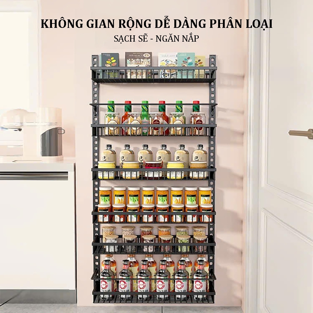 Giá để đồ treo tường sơn tĩnh điện màu đen, để đồ phòng tắm, nhà bếp, giá kệ treo tường không cần khoan
