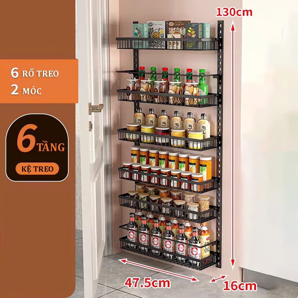 Giá để đồ treo tường sơn tĩnh điện màu đen, để đồ phòng tắm, nhà bếp, giá kệ treo tường không cần khoan