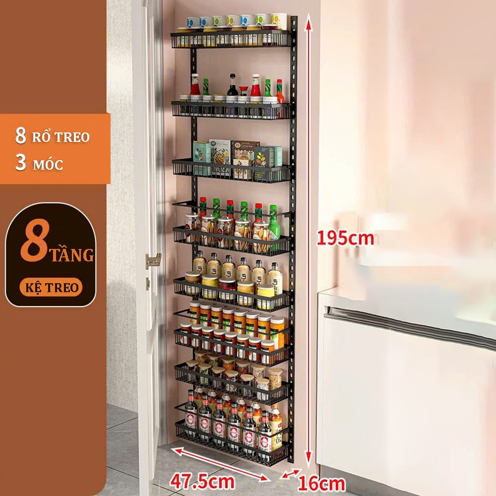 Giá để đồ treo tường sơn tĩnh điện màu đen, để đồ phòng tắm, nhà bếp, giá kệ treo tường không cần khoan