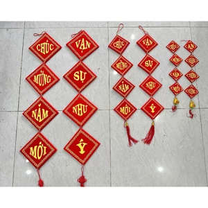 CẶP KHÁNH TREO VUÔNG CÂU ĐỐI ĐỎ - Chúc mừng năm mới - Vạn sự như ý