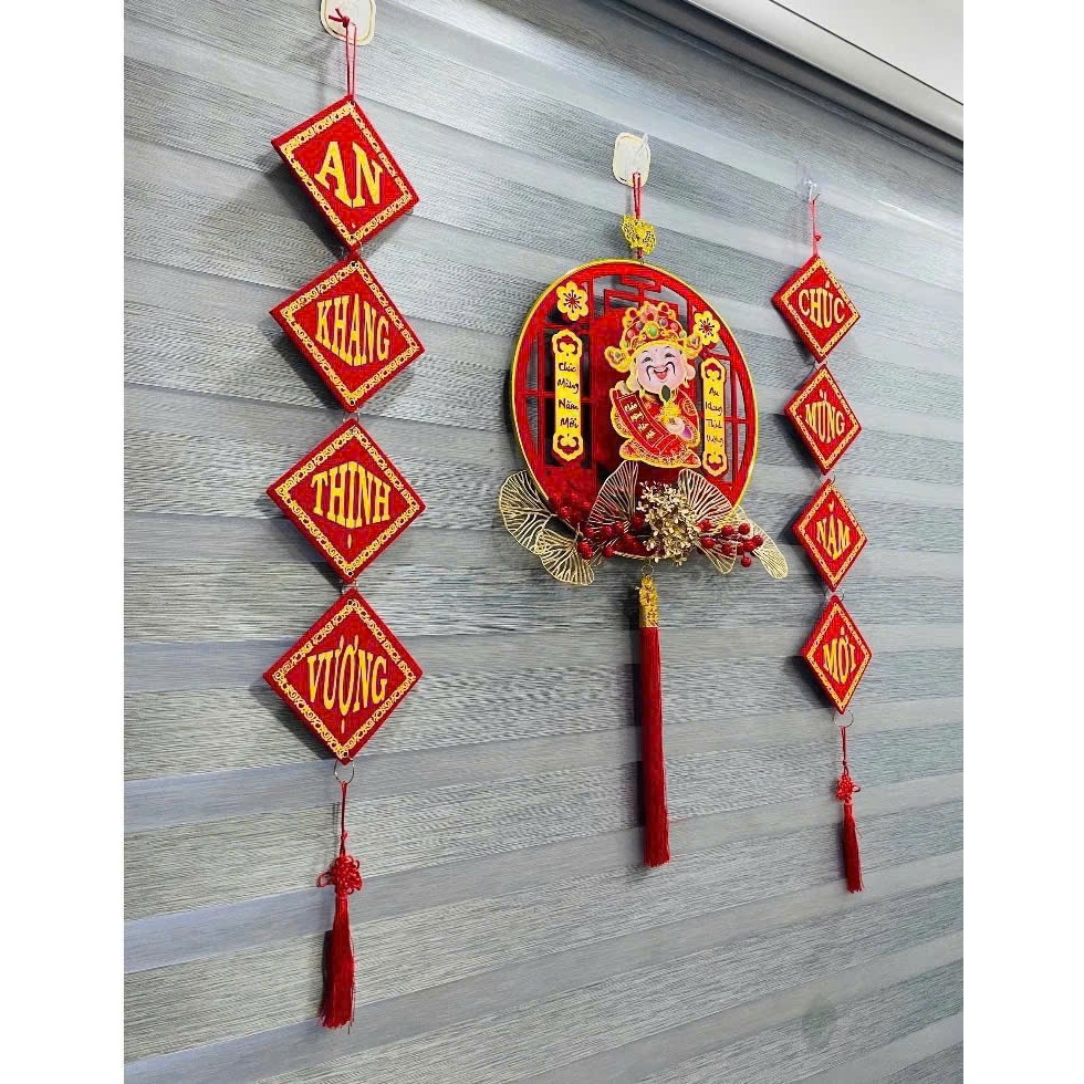 CẶP KHÁNH TREO VUÔNG CÂU ĐỐI ĐỎ - Chúc mừng năm mới - Vạn sự như ý