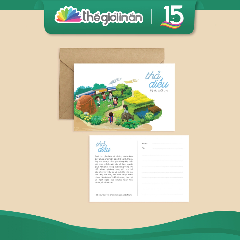 Postcard Việt Nam (Kèm Bao Thư Giấy Kraft) - Trò Chơi Dân Gian - Làng Nghề Việt Nam