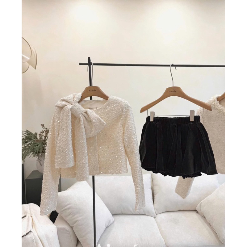THUYDUONGZOO - ÁO DẠ BLING NƠ MIX CVAY NHUNG ( CÓ SẴN )