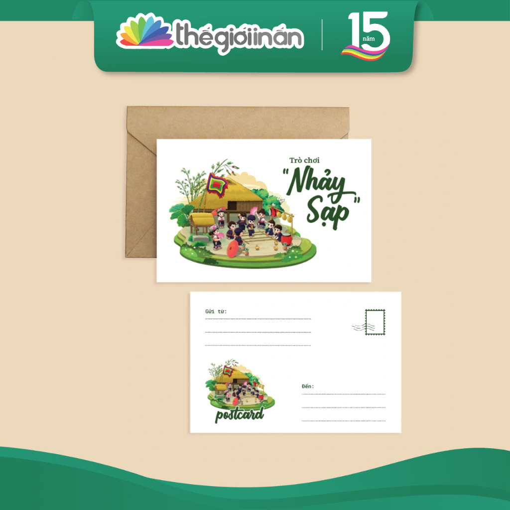 Postcard Việt Nam (Kèm Bao Thư Giấy Kraft) - Trò Chơi Dân Gian - Làng Nghề Việt Nam