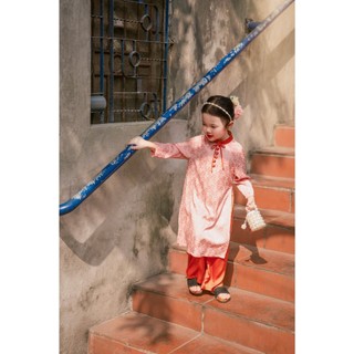 [XUÂN YÊN]Áo dài cam tặng kèm bờm cùng màu choichuu