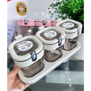 BỘ 3 LỌ GIA VỊ VUÔNG CÓ NẮP BẬT