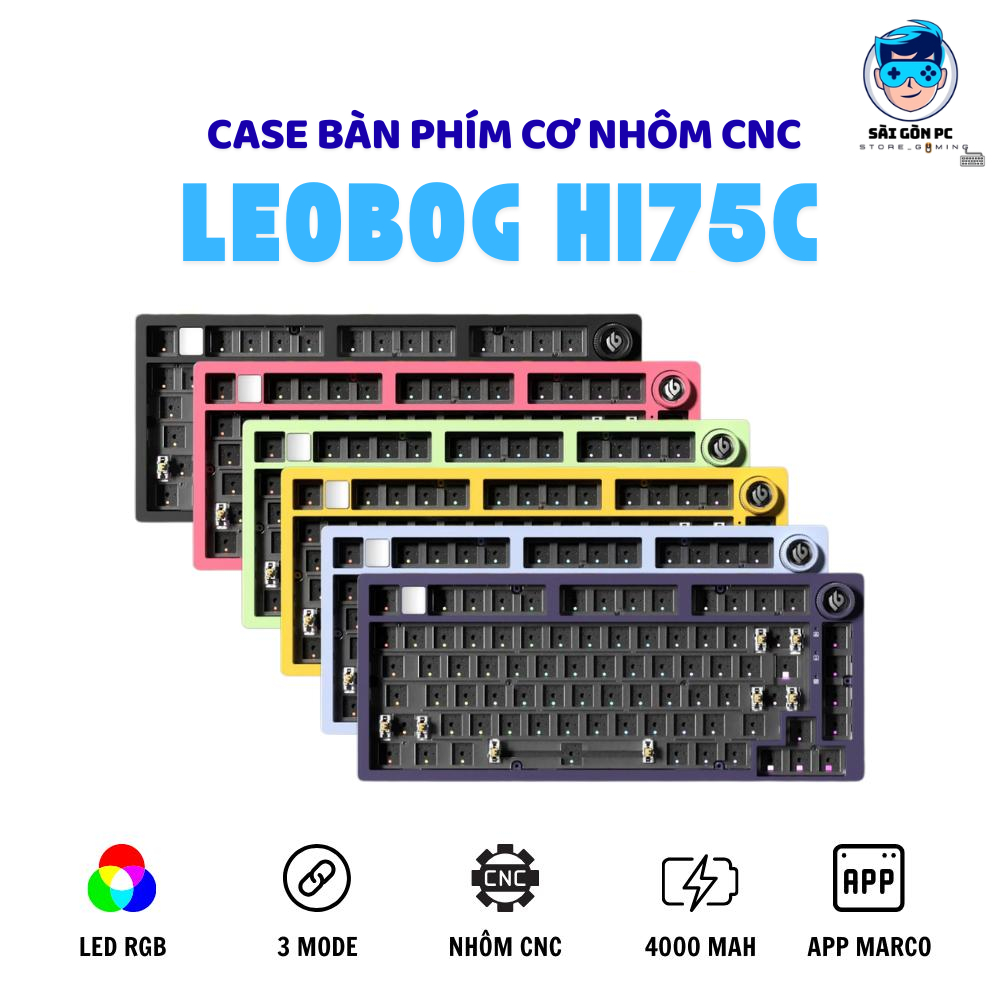 Case bàn phím cơ Nhôm LEOBOG HI75C - Nhôm CNC - Gasket mount - Có app ...