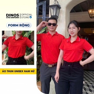 Áo Thun Đồng Phục Polo DINOS GTB Màu Đỏ Chất Poly Thái Form Chuẩn Nam Nữ - Nhận In Logo Thương Hiệu