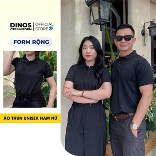 Áo Thun Polo Đen Trơn DINOS GTB Nam Nữ Vải Poly Thái Mềm Mát - Mặc Thời Trang Hoặc Làm Đồng Phục