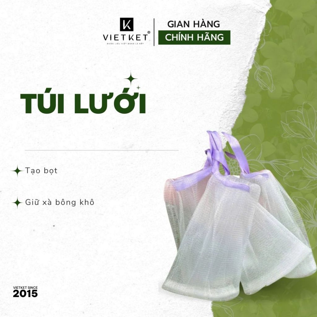 [HÀNG TẶNG - KHÔNG BÁN] Túi Lưới Đựng Xà Phòng Tạo Bọt, Có Dây Rút Giúp Làm Sạch, Loại Bỏ Bụi Bẩn Bã Nhờn Cơ Thể VIETKET