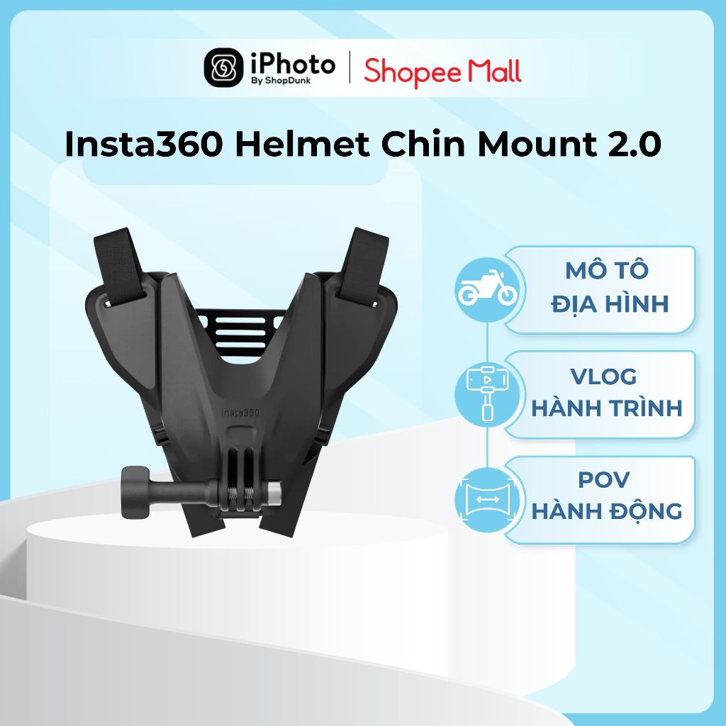 Insta360 Helmet Chin Mount 2.0 - Phụ Kiện Đầu Nối Ba Chấu Đa Năng Cho Nhiều Loại Giá Đỡ Máy Ảnh