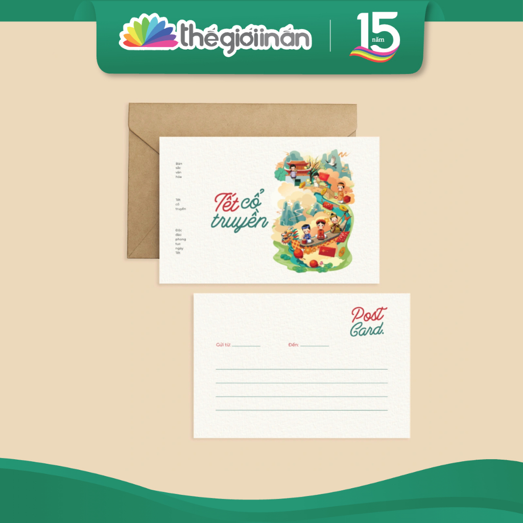 Postcard Việt Nam (Kèm Bao Thư Giấy Kraft) – Lưu Giữ Hồn Quê Trong Từng Nét Vẽ