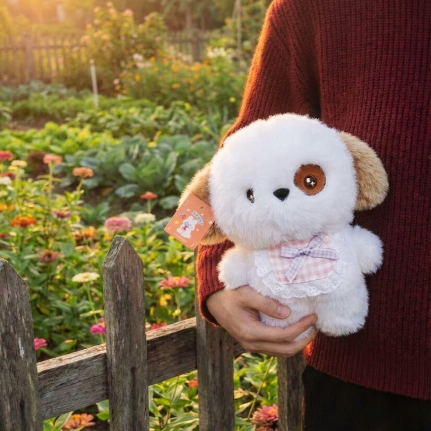 Gấu Bông Động Vật Đeo Yếm Lông Tơ Non Mềm Mại, Thú Nhồi Bông Thỏ Cún Mèo Làm Mini Làm Quà Tặng Cho Bé, Bạn Gái