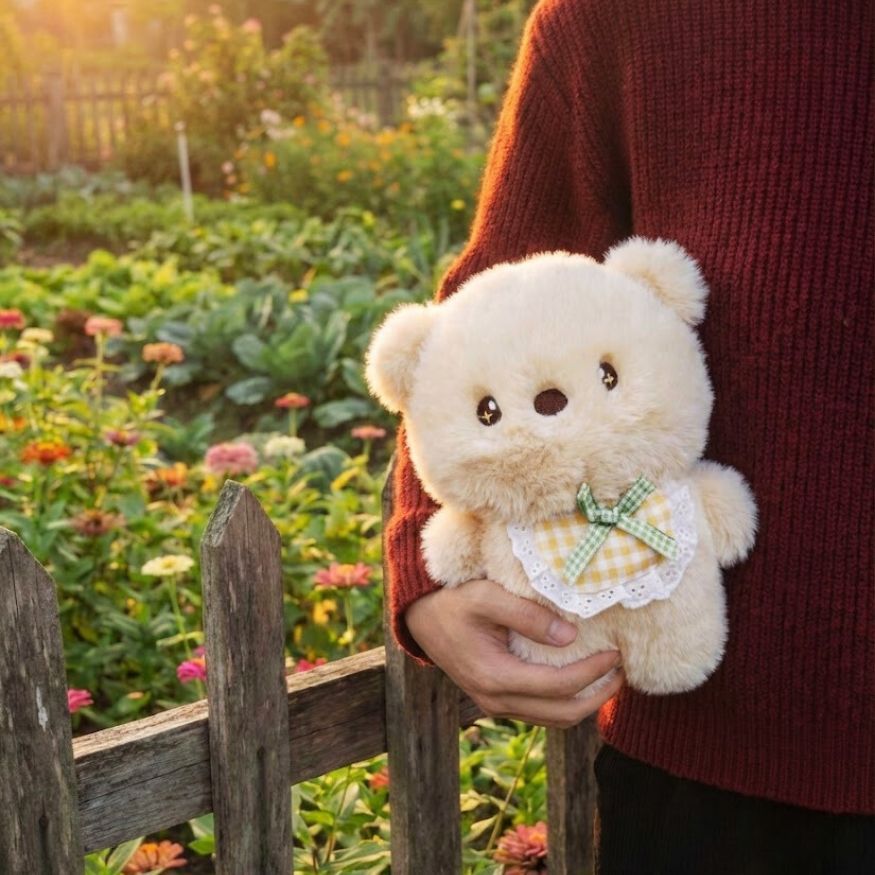 Gấu Bông Động Vật Đeo Yếm Lông Tơ Non Mềm Mại, Thú Nhồi Bông Thỏ Cún Mèo Làm Mini Làm Quà Tặng Cho Bé, Bạn Gái