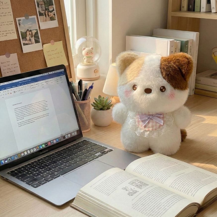 Gấu Bông Con Vật Đeo Yếm Lông Tơ Mềm Mại, Thú Nhồi Bông Mini Thỏ Cún Mèo Làm Quà Tặng Cho Bé, Bạn Gái Ngày Sinh Nhật