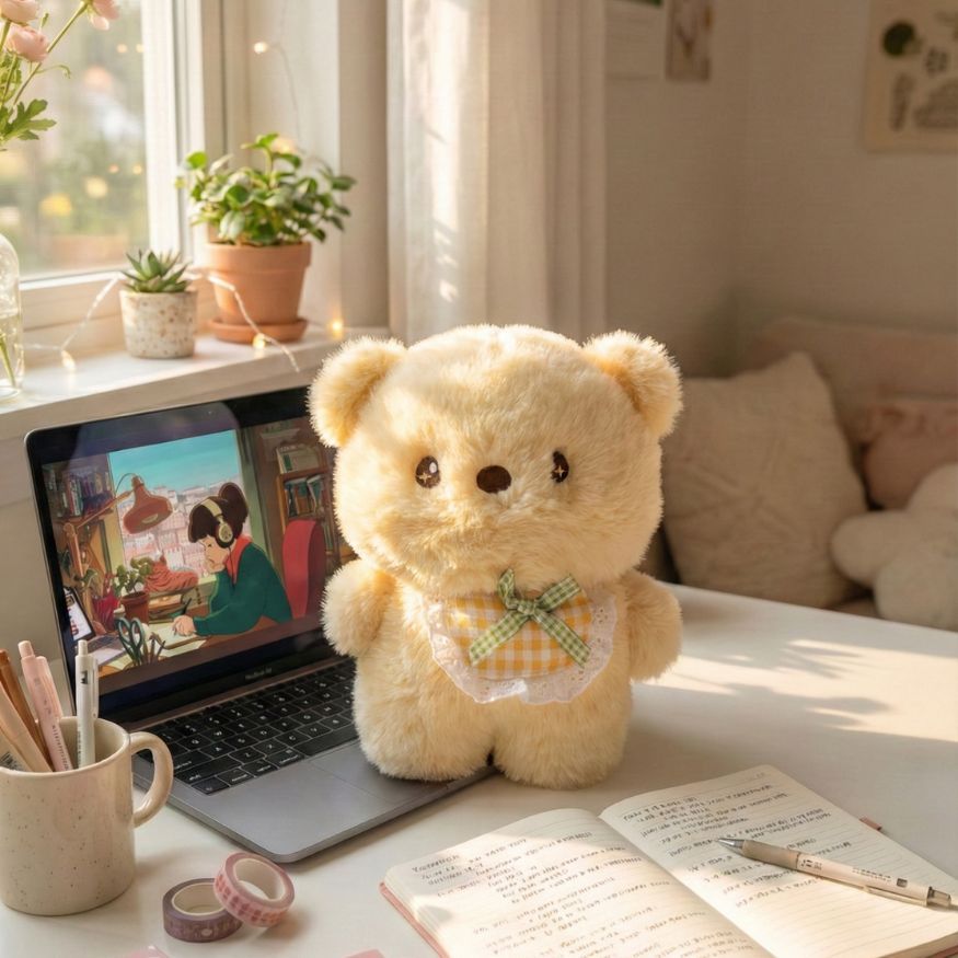 Gấu Bông Con Vật Đeo Yếm Lông Tơ Mềm Mại, Thú Nhồi Bông Mini Thỏ Cún Mèo Làm Quà Tặng Cho Bé, Bạn Gái Ngày Sinh Nhật