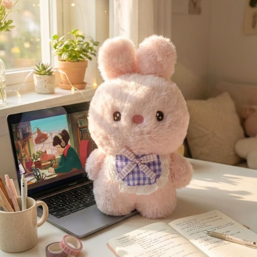 Gấu Bông Con Vật Đeo Yếm Lông Tơ Mềm Mại, Thú Nhồi Bông Mini Thỏ Cún Mèo Làm Quà Tặng Cho Bé, Bạn Gái Ngày Sinh Nhật