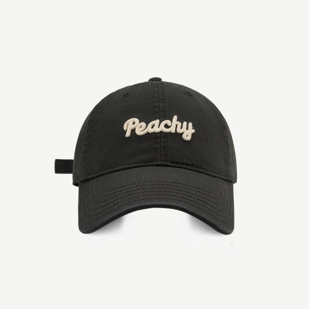 [Peinn] Mũ lưỡi trai thêu chữ PEACHY form mềm, nón lưỡi trai nam nữ thời trang chất vải kaki M44