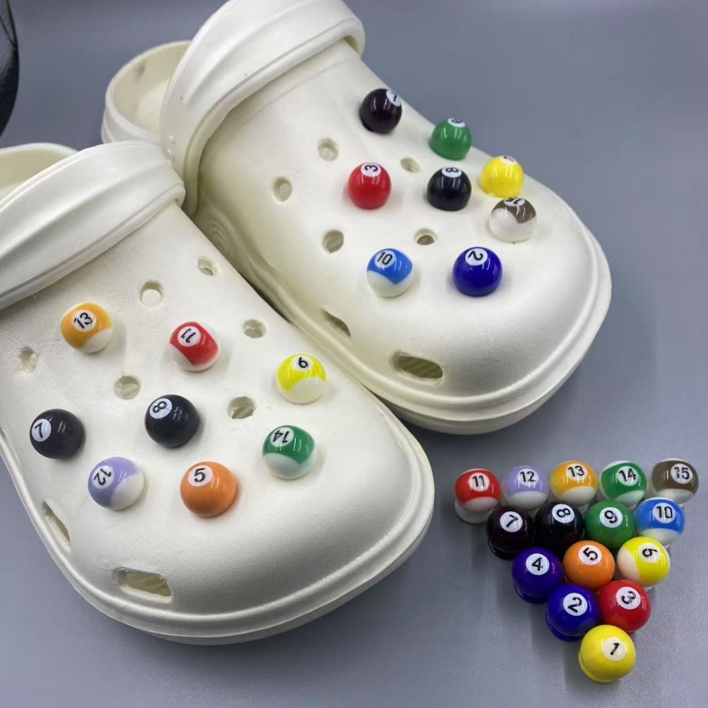 Set 15 charm Bi-a gắn dép cross, Nút gắn sticker billard phụ kiện trang trí bida CROSS TREND