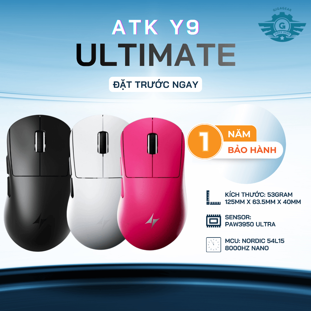⚡Chuột Gaming Không Dây ATK Y9 ProMax | Ultimate 2.0 -PAW3950