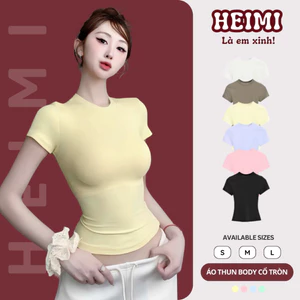Áo Thun Trơn Form Ôm HEIMI, Áo Thun Baby Tee Basic Đủ Màu Chất Thun Co Giãn Thoáng Mát