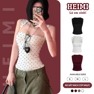 Áo Sát Nách Cúp Ngực Nhún Eo Viền Vai Nhỏ Chất Thun Cotton Mịn Co Giãn HEIMI