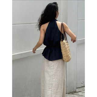 𝙆𝙄𝙓𝙄 𝙏𝙊𝙋 - Áo Yếm Linen Kèm Dây Buộc