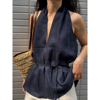 𝙆𝙄𝙓𝙄 𝙏𝙊𝙋 - Áo Yếm Linen Kèm Dây Buộc
