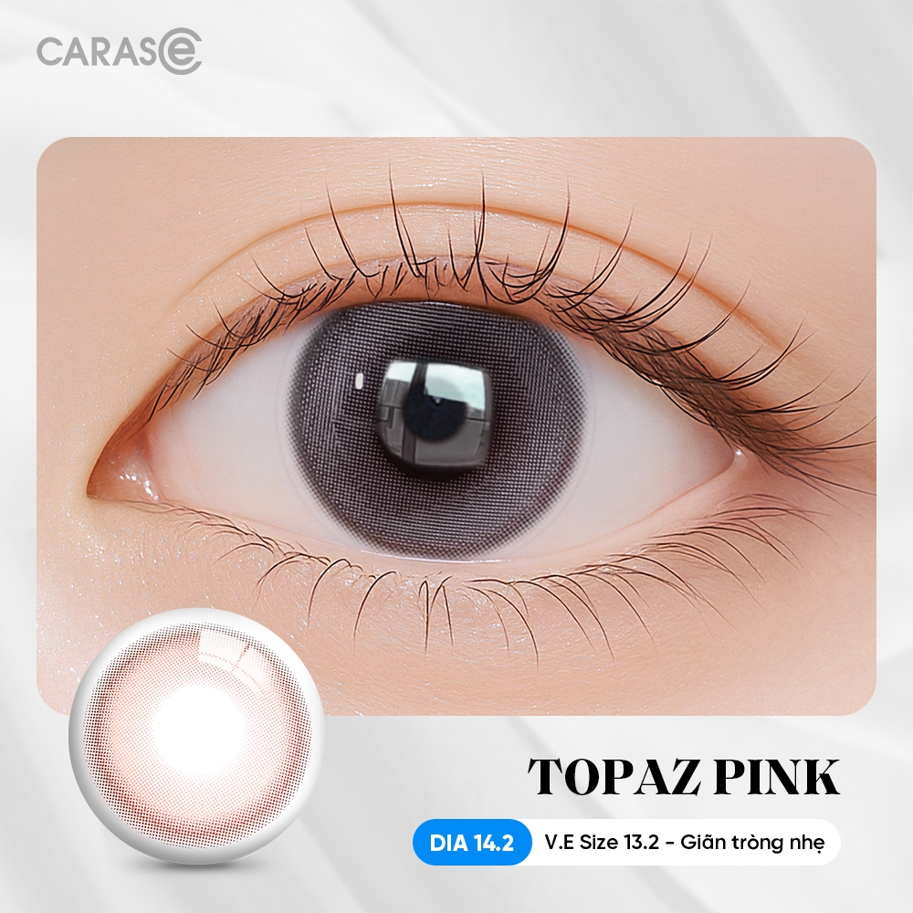 [1 chiếc] Kính áp tròng khoá ẩm 8H 1 Ngày Màu Hồng Pastel CARASE, Lens cận TOPAZ PINK