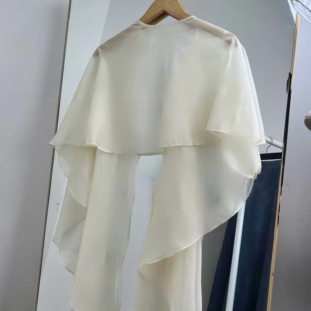 Áo choàng voan sang chảnh, khăn choàng dáng dài thời trang freesize Khoác Choàng Voan Tơ Mỏng Nhẹ Mặc Được Nhiều Kiểu