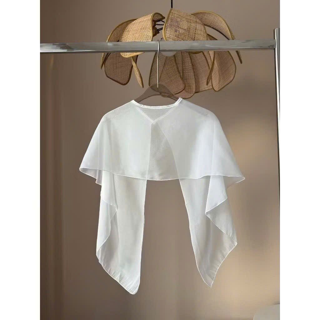 Áo choàng voan sang chảnh, khăn choàng dáng dài thời trang freesize Khoác Choàng Voan Tơ Mỏng Nhẹ Mặc Được Nhiều Kiểu
